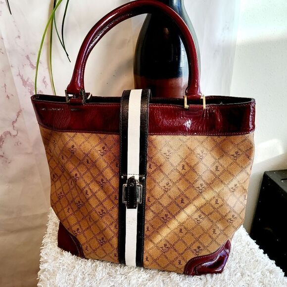 L.A.M.B Gorgeous RARE all leather logo carry all large tote - Picture 1 of 9